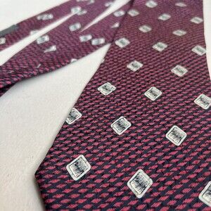 Giorgio Armani Red & Black 100% Pure Silk‎ Geometric Accents Men's Necktie Tie